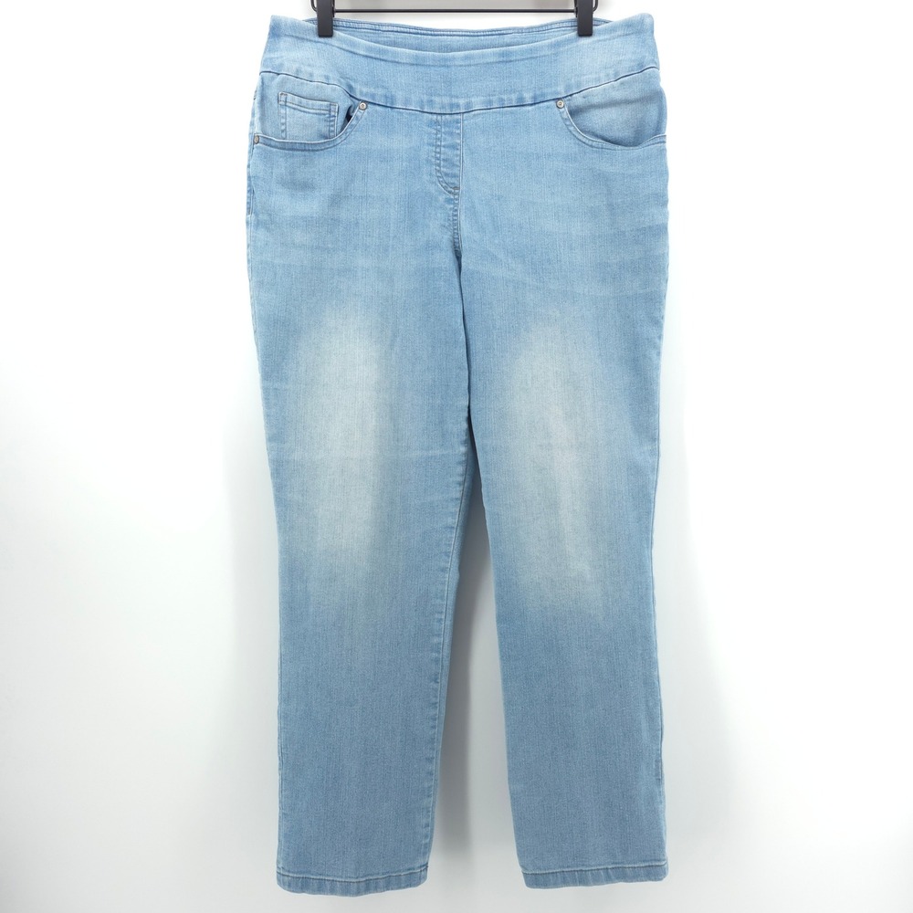 Westbound Womens Jeans Pull On Straight Leg 12 Light Blue Stretch Casual
